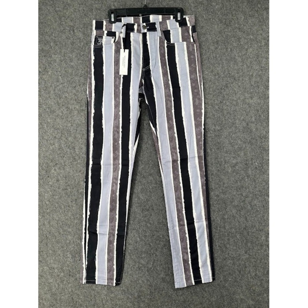 Versace Collection Mens Jeans Size 32 Striped Black Gray Made Italy NWT